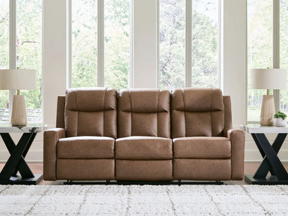 Mackmenville Reclining Sofa in brown leather, plush cushions by Unique Piece Furniture on Tampa Home & Garden Store