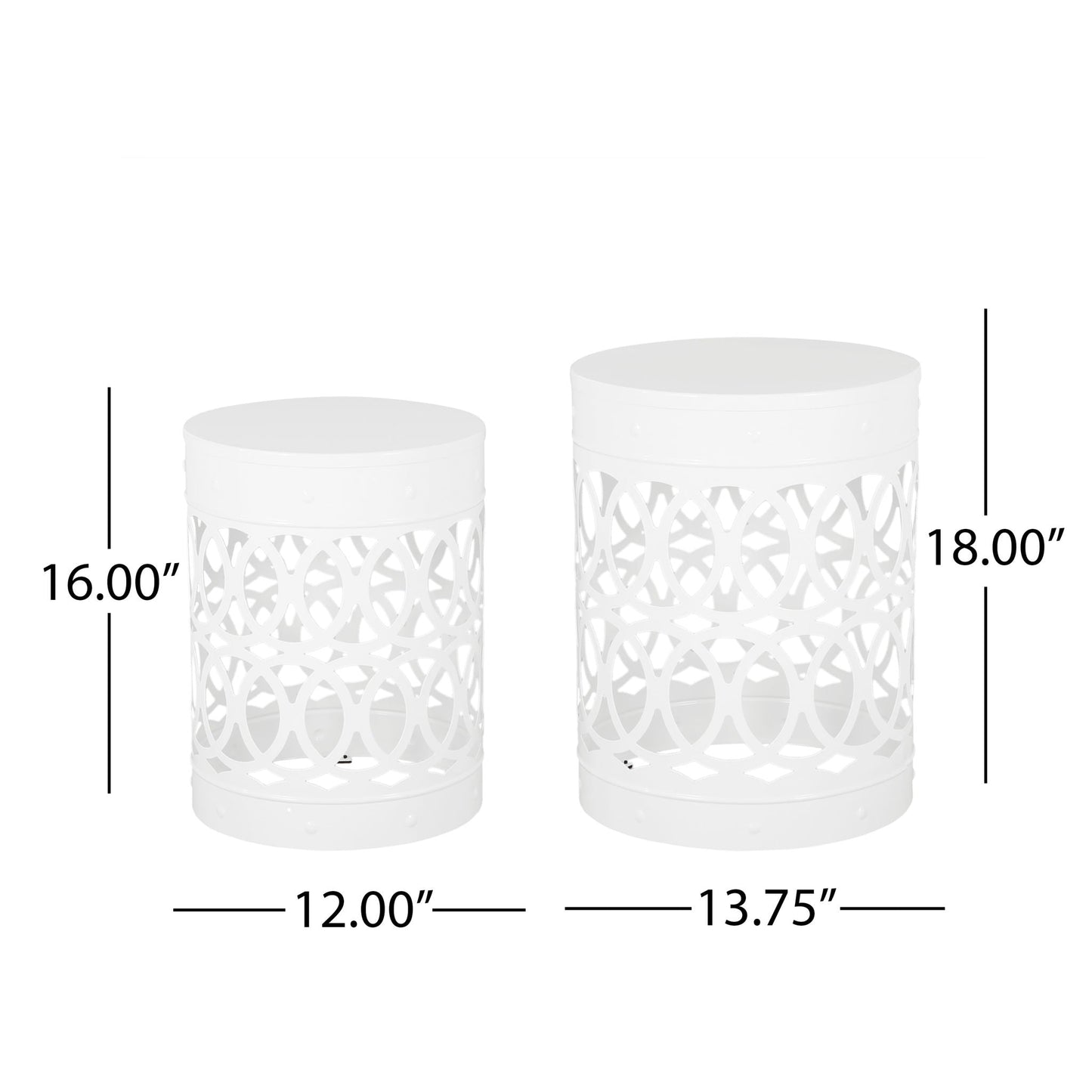 Outdoor Metal Side Tables Set of Two for Patio