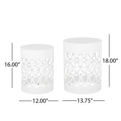 Outdoor Metal Side Tables Set of Two for Patio