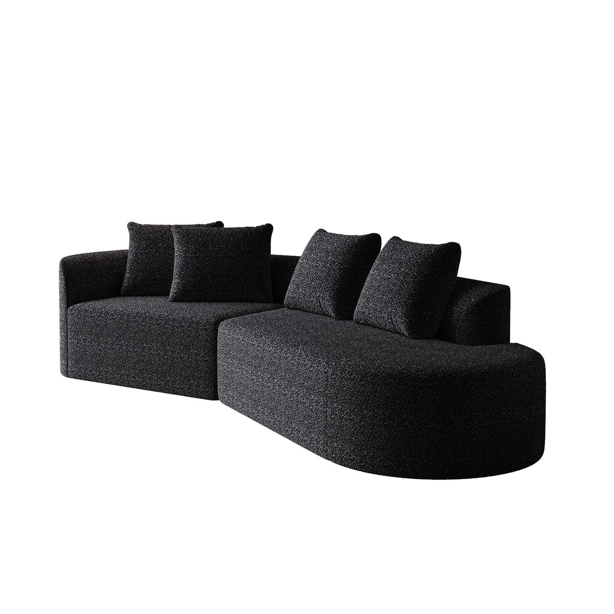Chenille Sectional Sofa and Soft Throw Pillows