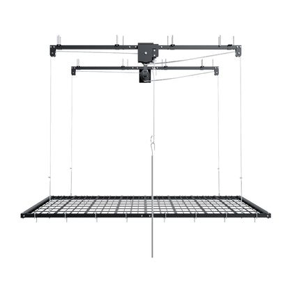 Overhead garage storage rack with crank system in black metal ceiling mount by HouseOfZazla on Tampa Home & Garden Store