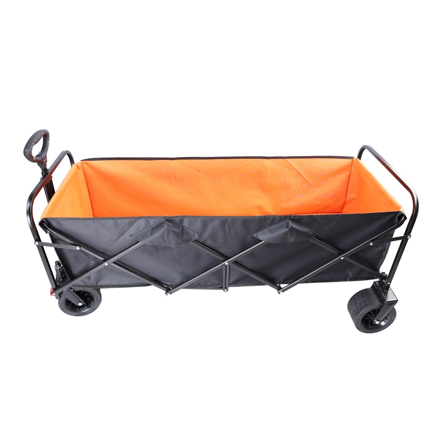 HouseOfZazla folding wagon cart with extender, black frame orange interior outdoor wagon on Tampa Home & Garden Store