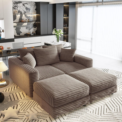 Deep Seat Sofa Bed With Ottoman and Soft Pillows