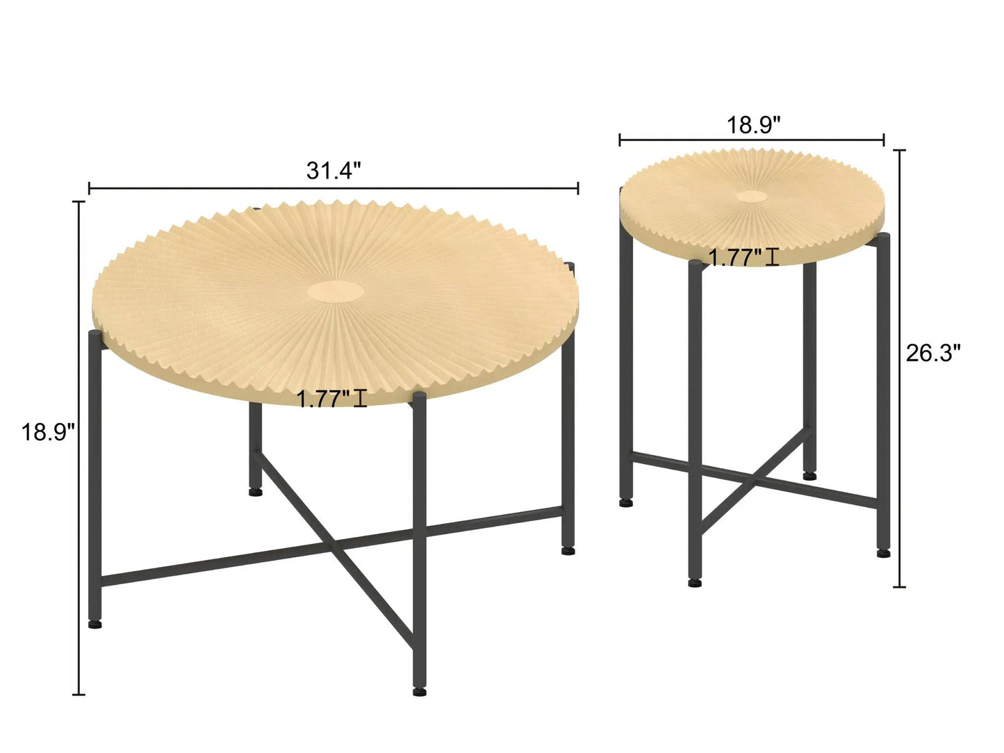 Radial Pattern Coffee and End Table Cover Set