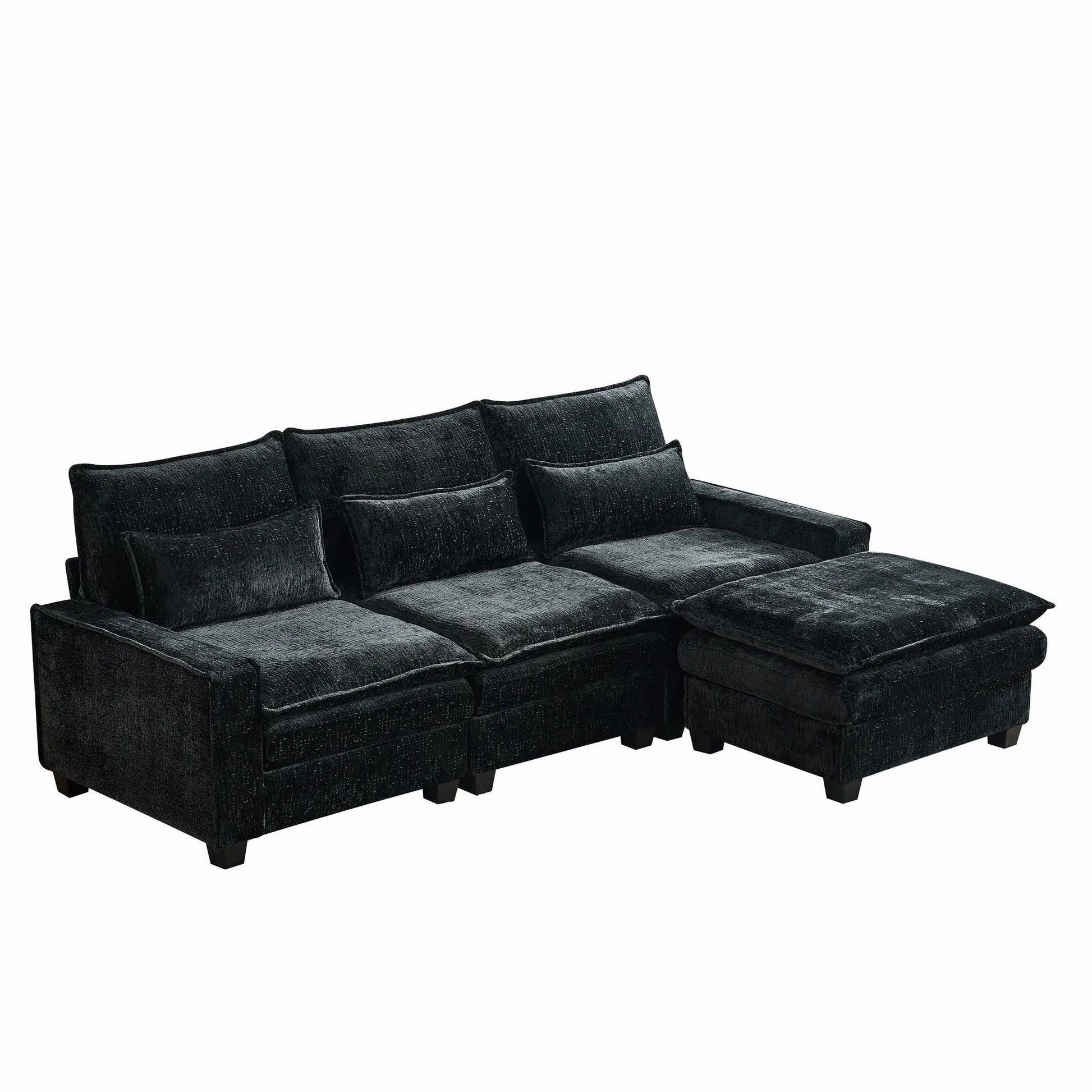 2-Piece L-Shaped Sectional Sofa with Movable Ottoman in black fabric Unique Piece Furniture on Tampa Home & Garden Store