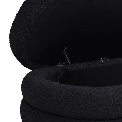 Fuji Upholstered Oval Storage Bench by Unique Piece Furniture, black fabric with metal hinges on Tampa Home & Garden Store