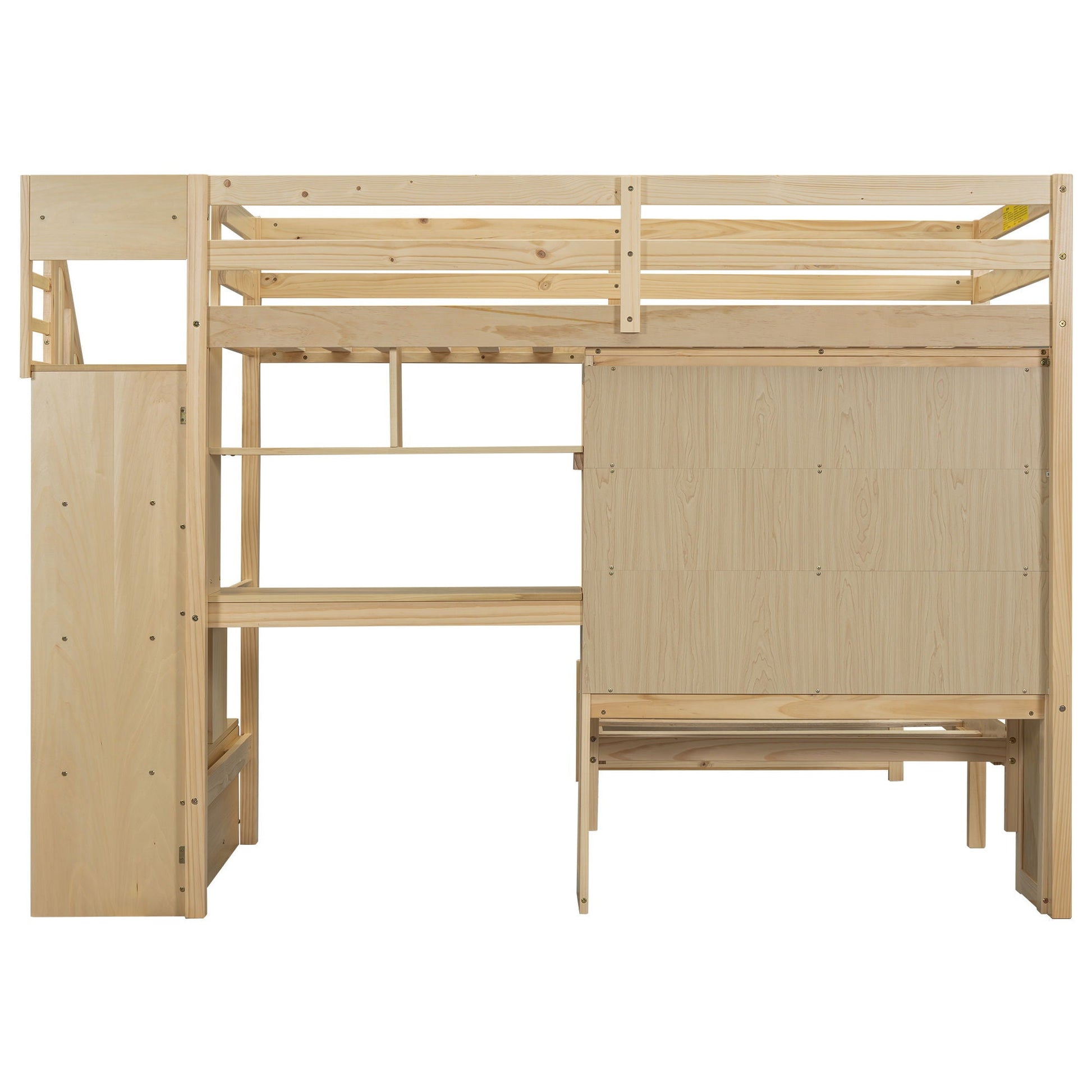 Loft bed with built-in desk and staircase in natural pine by HouseOfZazla on Tampa Home & Garden Store