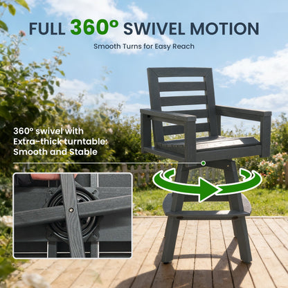 Outdoor 360° Swivel Bar Chair in Slate Grey, weatherproof outdoor furniture on Tampa Home & Garden Store