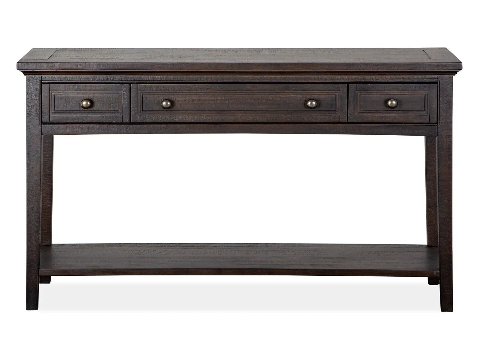 Westley Falls rectangular sofa table graphite with three drawers and lower shelf on Tampa Home & Garden Store