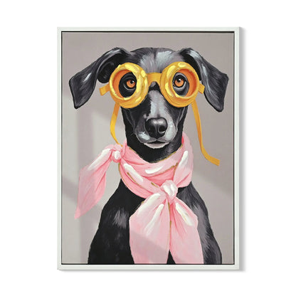 Vacation Day Puppy Wall Decor Pink Canvas Art