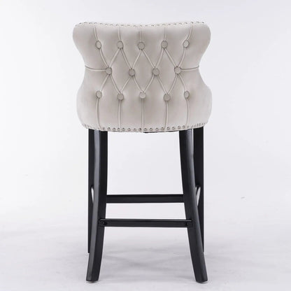 Contemporary Wing-Back Barstools with Tufting