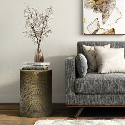 Corbin Hammered Metal Side Table for Living Room