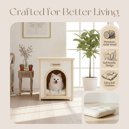 Indoor Dog House with Removable Cushion cream white and light yellow small dog HouseOfZazla on Tampa Home & Garden Store