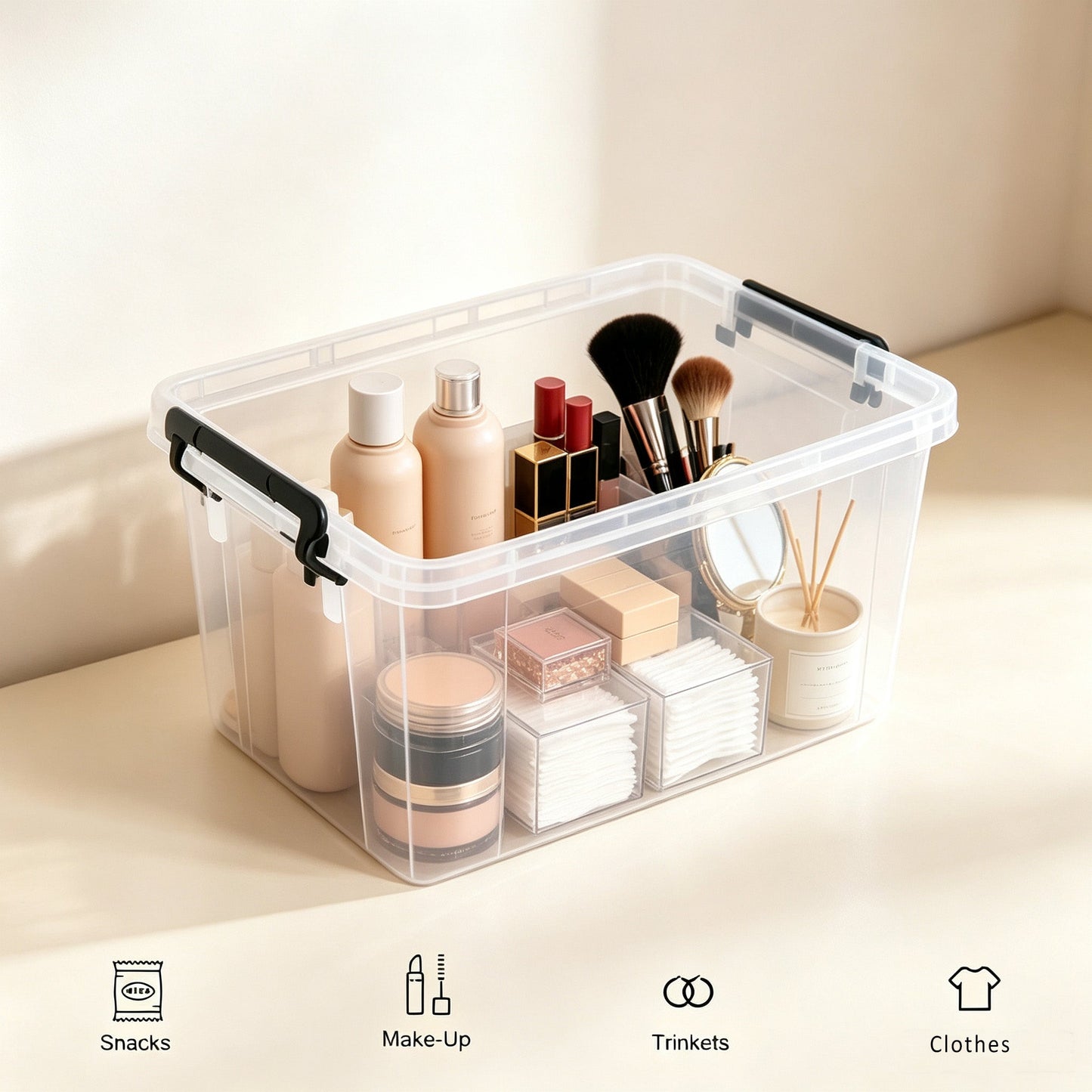 4 Pack 90 QT Clear Plastic Storage Bins and Lids