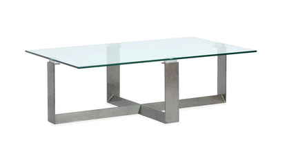 Holden Rectangular Glass Table with Pewter Frame