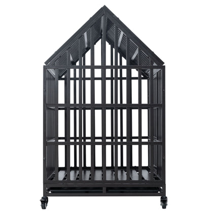 Heavy Duty Dog Crate with lockable wheels, black metal cage HouseOfZazla on Tampa Home & Garden Store