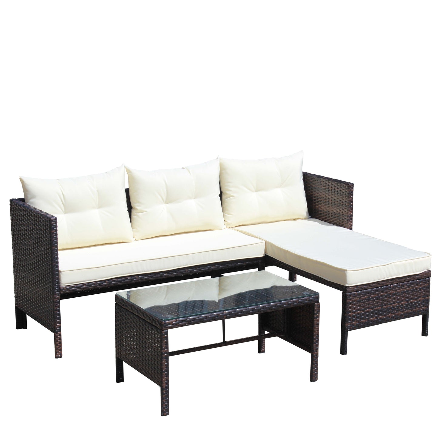 3 Piece Outdoor Wicker and Rattan Patio Set