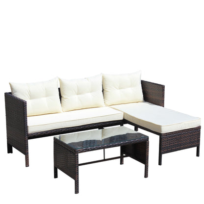 3 Piece Outdoor Wicker and Rattan Patio Set