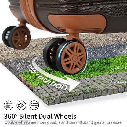 4-piece coffee brown ABS hard-shell luggage set with 360° spinner wheels on Tampa Home & Garden Store