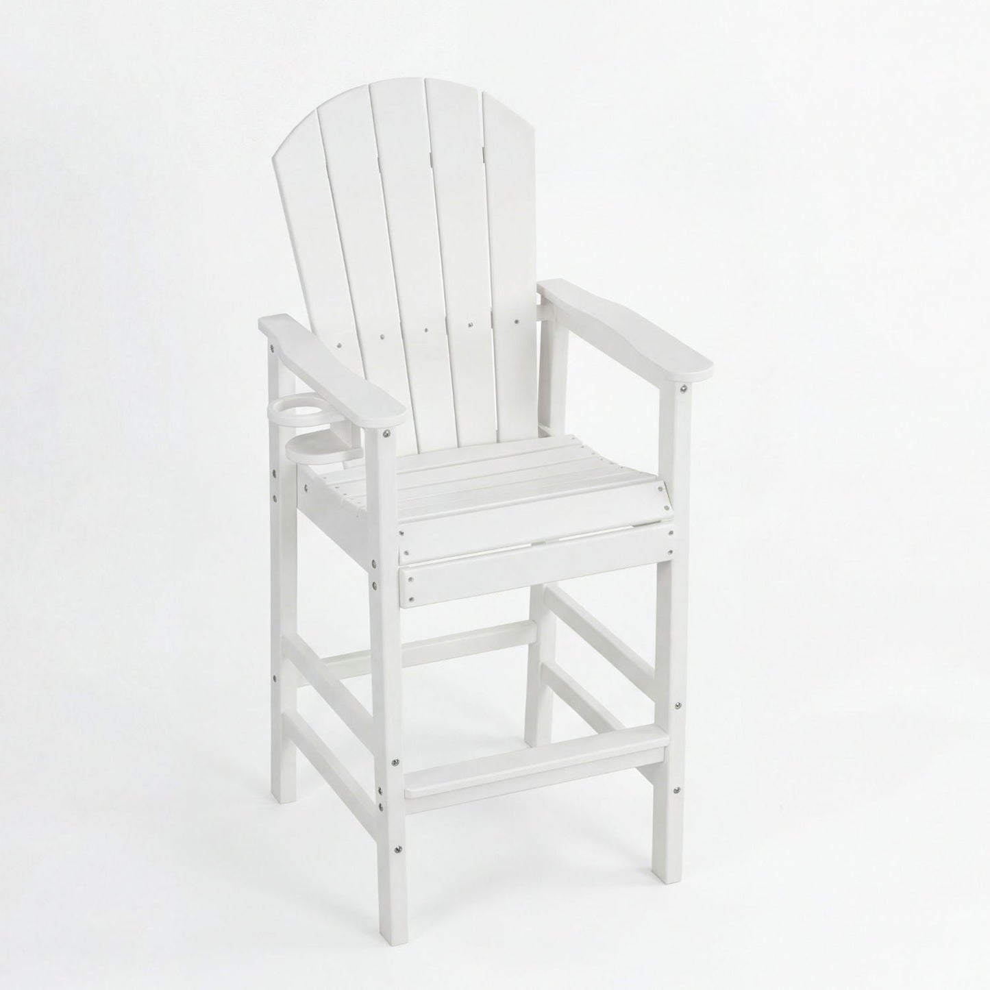 White Bar Height Adirondack Chair and Cup Holder