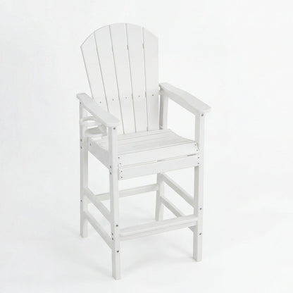 White Bar Height Adirondack Chair and Cup Holder