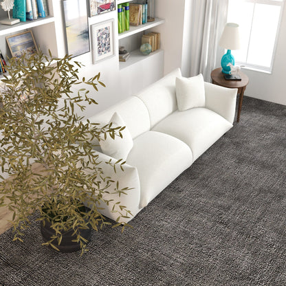 Mid-Century Modern Luxury Sofa with tufted white upholstery in a bright living room on Tampa Home & Garden Store