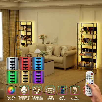 4 Tier Display Shelf RGB Lights Curio Cabinet