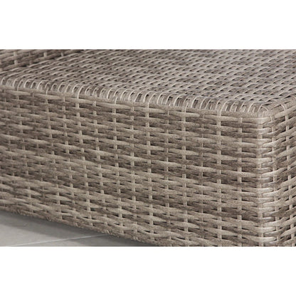 Outdoor loveseat base in all-weather wicker with light brown gray tones on Tampa Home & Garden Store
