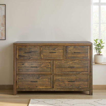7 Drawer Dresser Brown with rustic wood grain and smooth-glide drawers by HouseOfZazla on Tampa Home & Garden Store