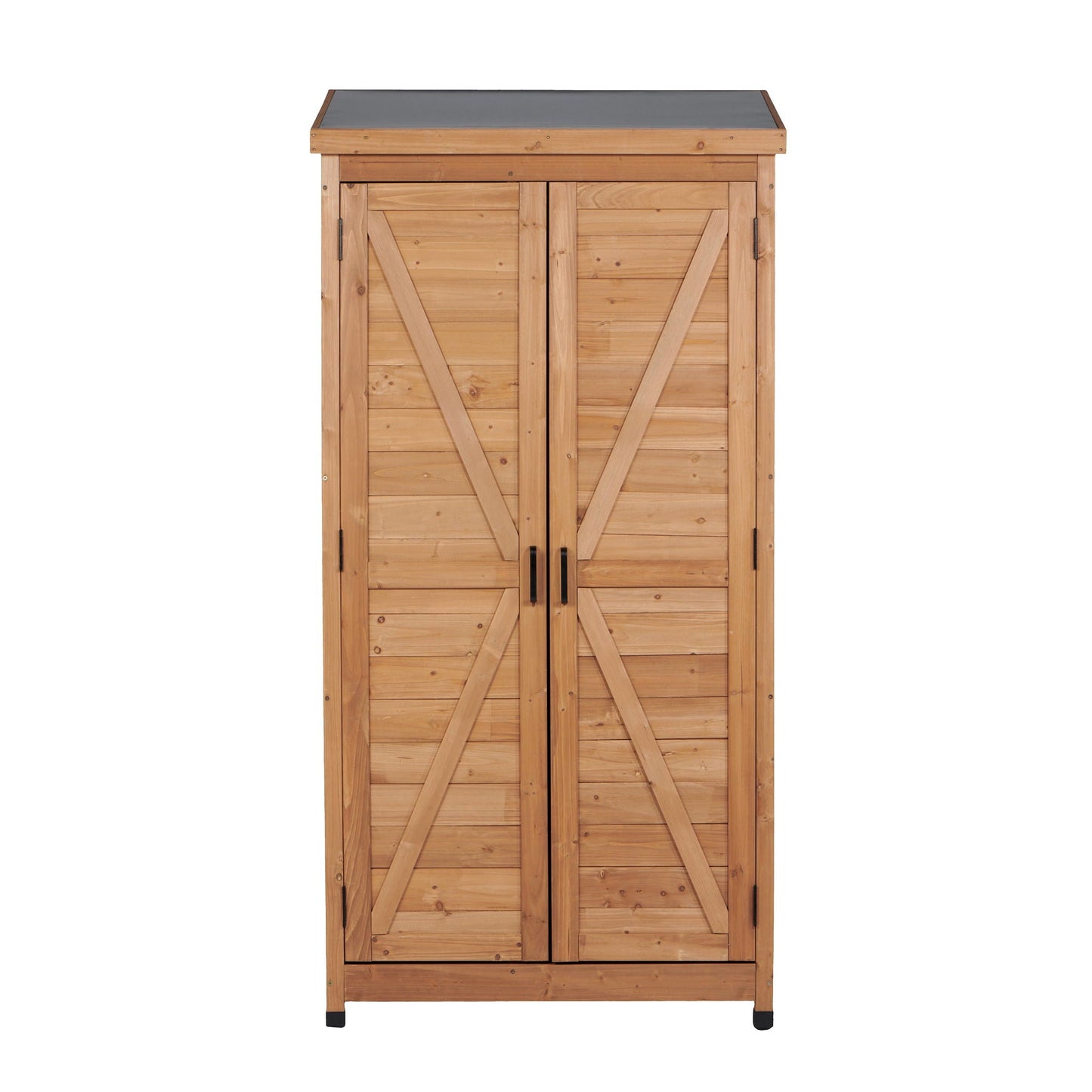 Outdoor Shed With Vertical Tool Cabinet and Shelf