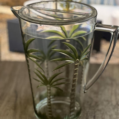 Palm Tree Design Acrylic Water Pitcher and Lid