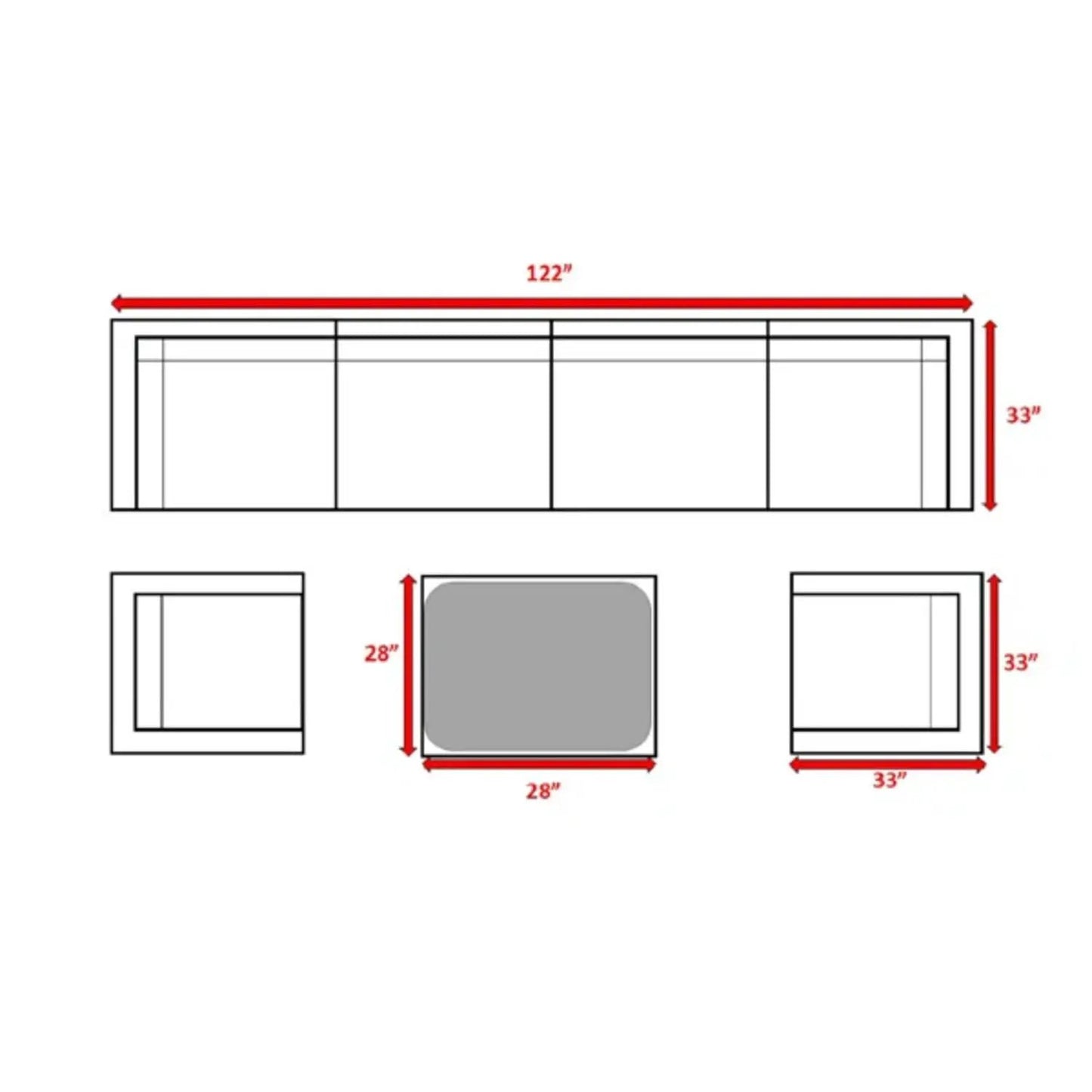 Stylish Entertainment Sectional Set; by Unique Piece Furniture, 122 inches long, 33 inches tall on Tampa Home & Garden Store