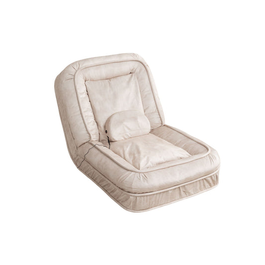 HouseOfZazla beige upholstered massage chair bean bag floor sofa with massage pillow on Tampa Home & Garden Store