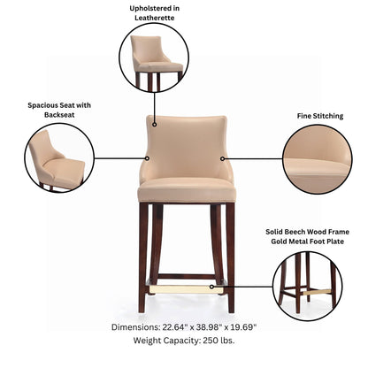 Shubert beige leatherette counter stool with beech wood frame by HouseOfZazla, height on Tampa Home & Garden Store