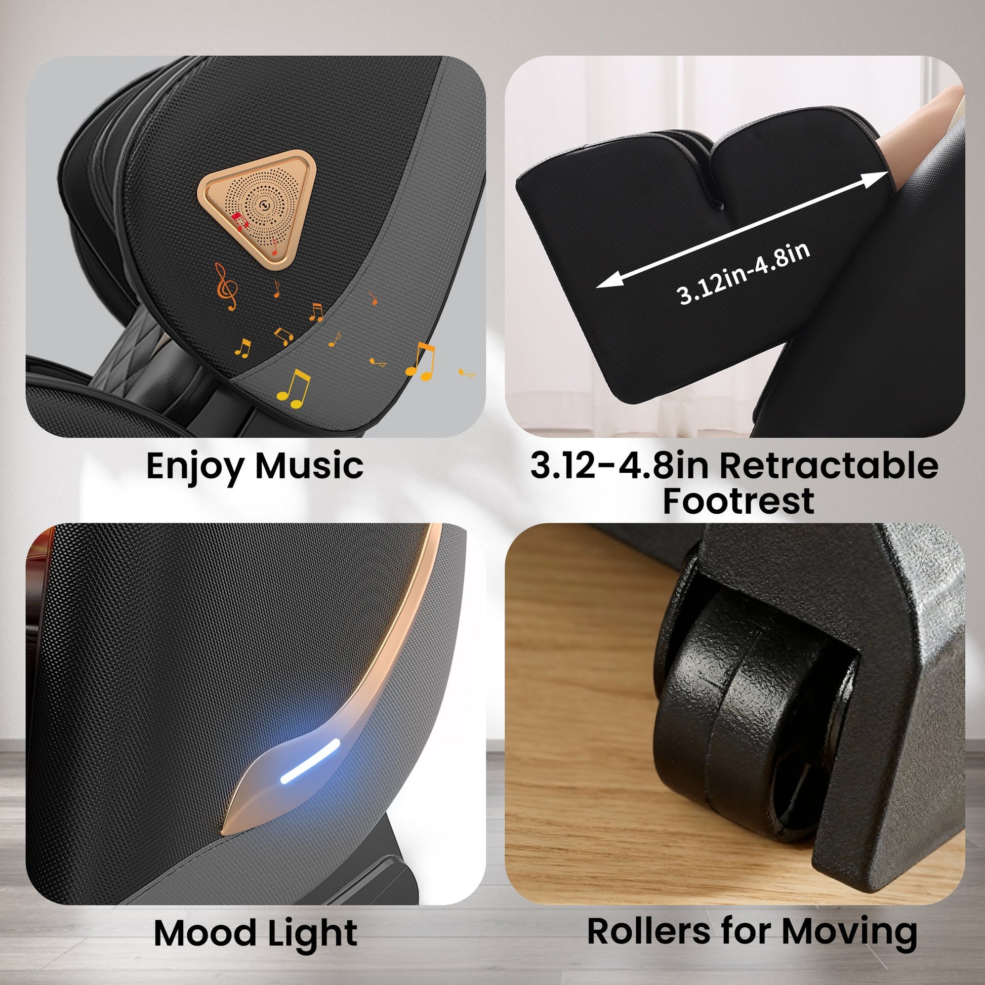 Massage chair recliner with retractable footrest and mood light on Tampa Home & Garden Store