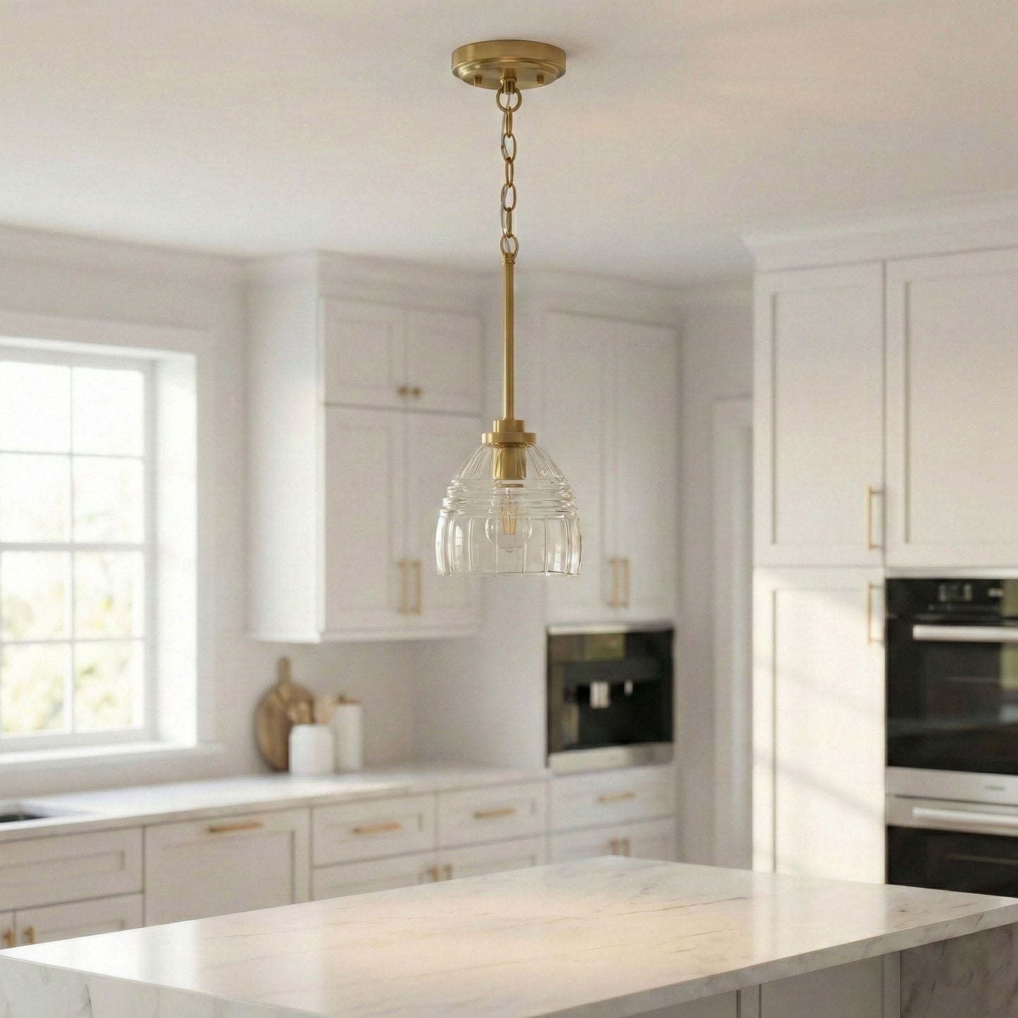 Ember 3-Candle Chain Pendant Light in clear glass with gold finish by HouseOfZazla on Tampa Home & Garden Store