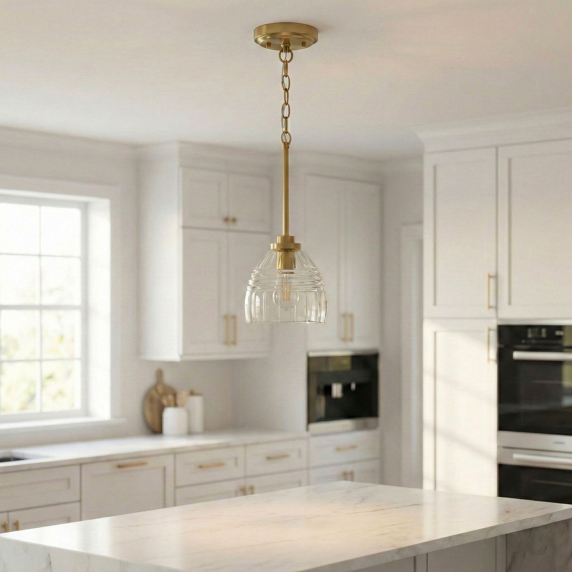 Ember 3-Candle Chain Pendant Light in clear glass with gold finish by HouseOfZazla on Tampa Home & Garden Store