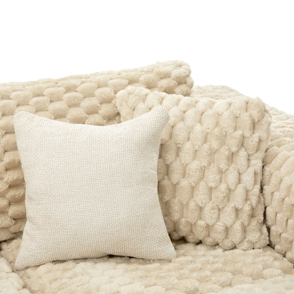 Modular sectional sofa beige plush throw and woven cushion, 2 pieces HouseOfZazla on Tampa Home & Garden Store