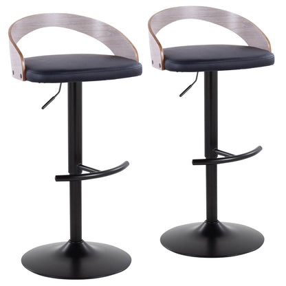 Adjustable swivel barstool pair with cushioned seats and curved wood back, HouseOfZazla on Tampa Home & Garden Store