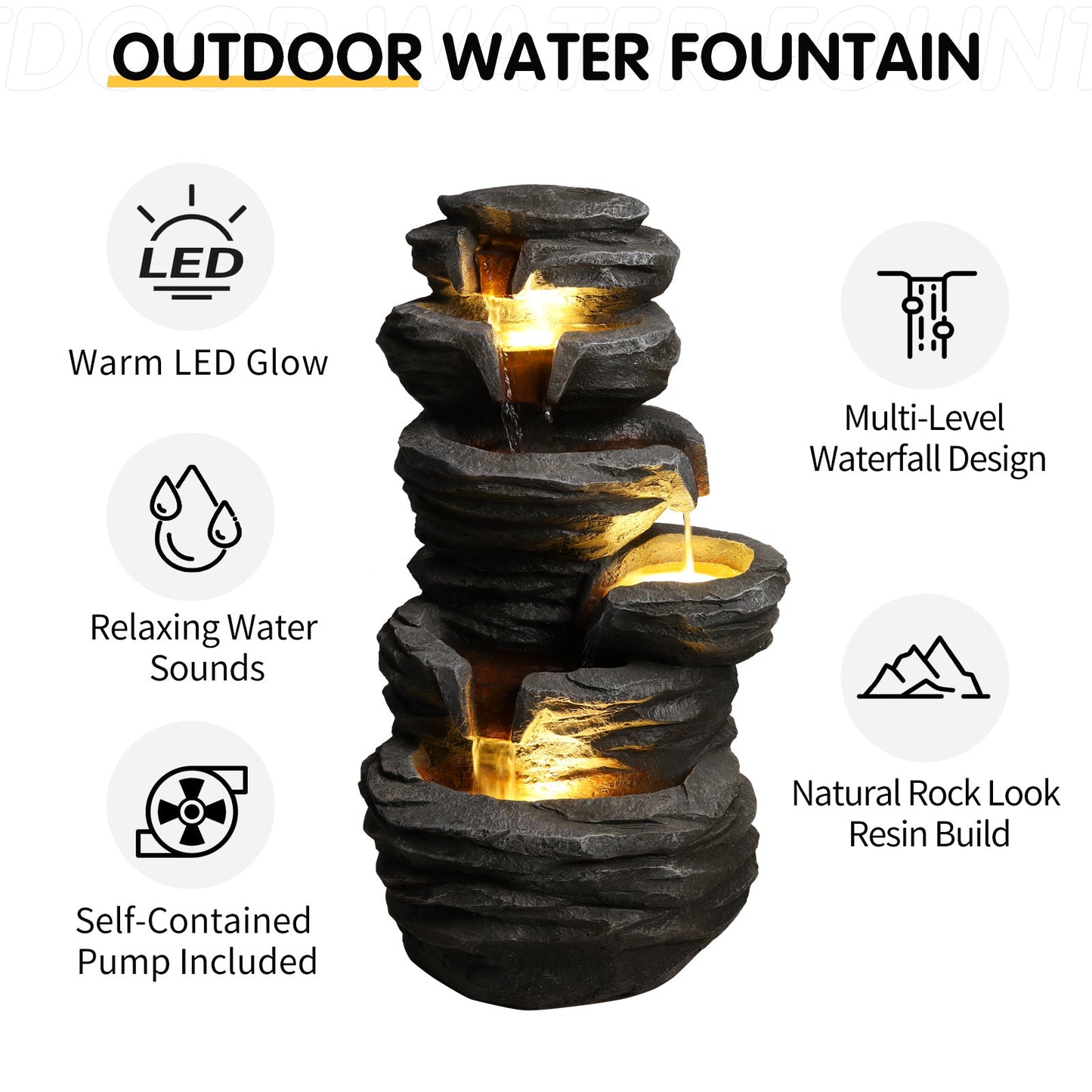 Outdoor Resin Waterfall Fountain for Garden
