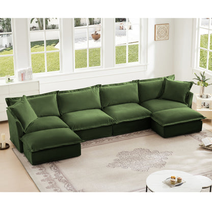 Slipcovered U Shape Sectional Sofa and Deep Seat