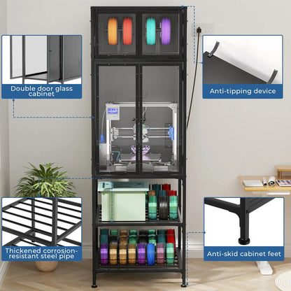 3D Printer Cabinet with Filament Storage and Bar