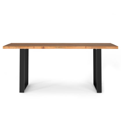 Solid acacia wood dining table with iron legs, natural wood finish HouseOfZazla on Tampa Home & Garden Store