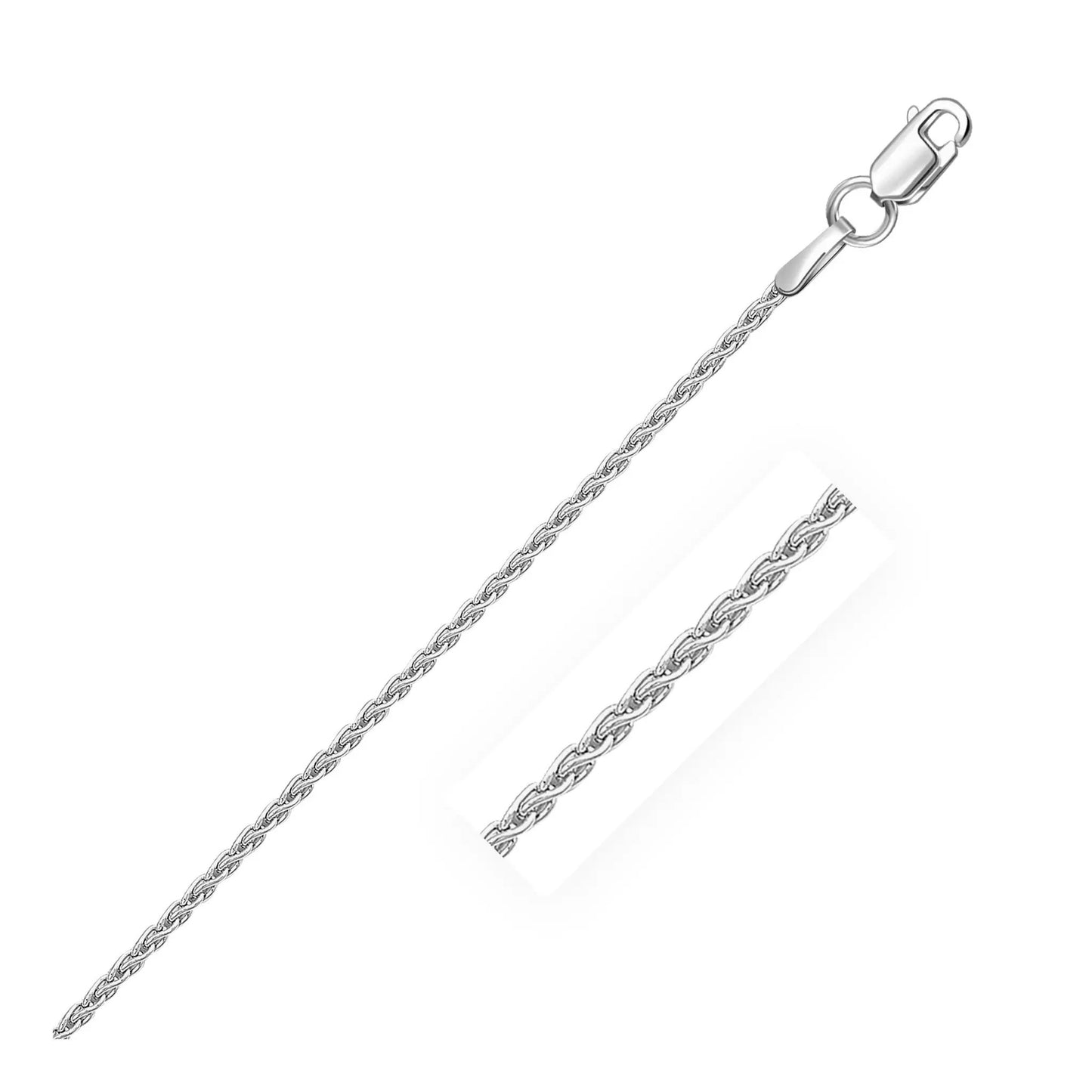 14k white gold round wheat chain necklace 1.2mm with lobster clasp on Tampa Home & Garden Store