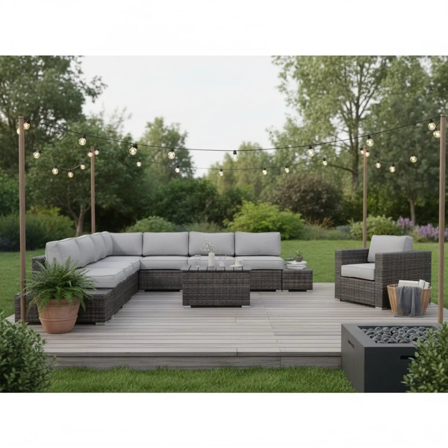 Stylish Sectional Set, 3-piece outdoor wicker with gray cushions by Unique Piece Furniture on Tampa Home & Garden Store
