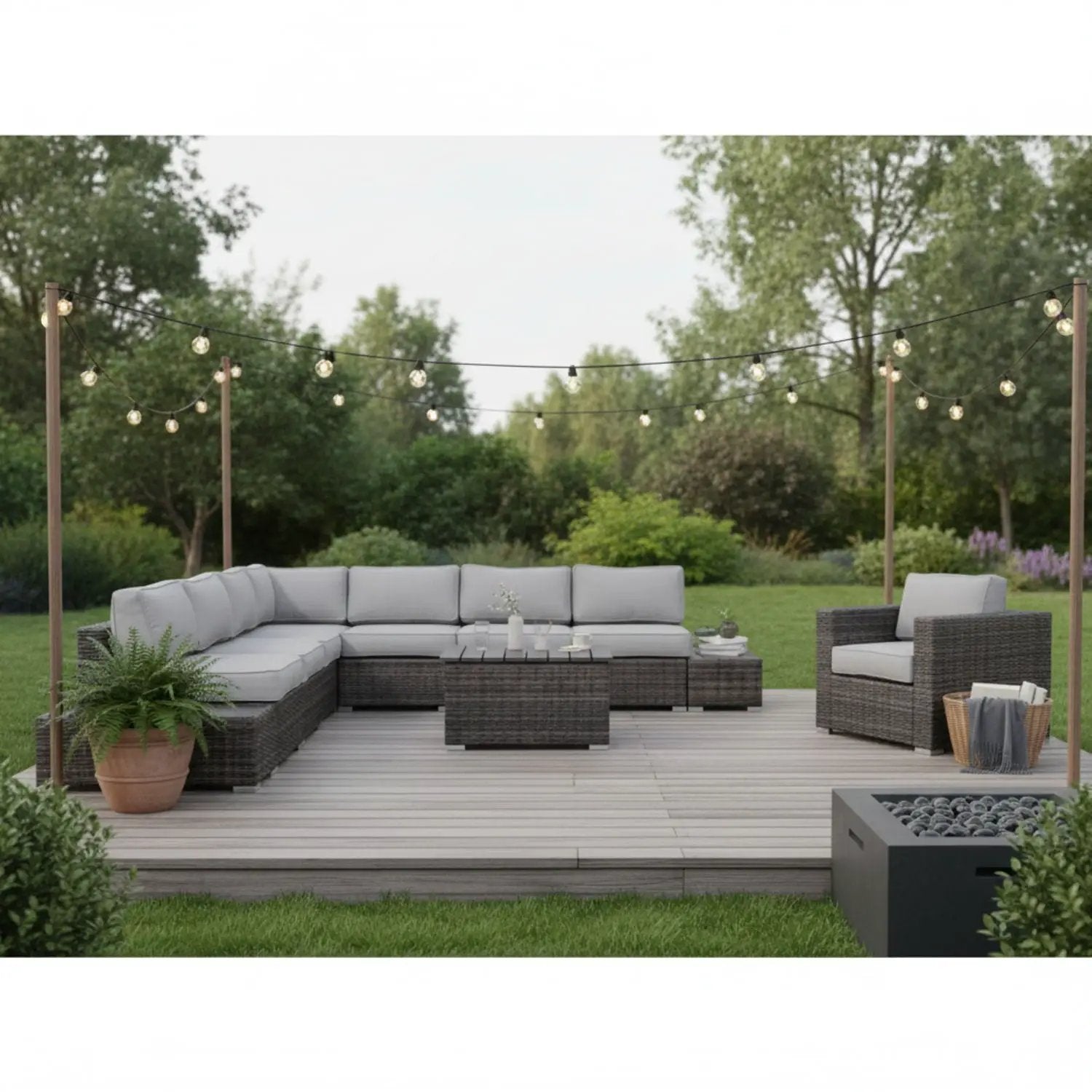 Stylish Sectional Set, 3-piece outdoor wicker with gray cushions by Unique Piece Furniture on Tampa Home & Garden Store