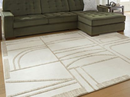 Farongrove Ivory Beige Geometric Area Rug