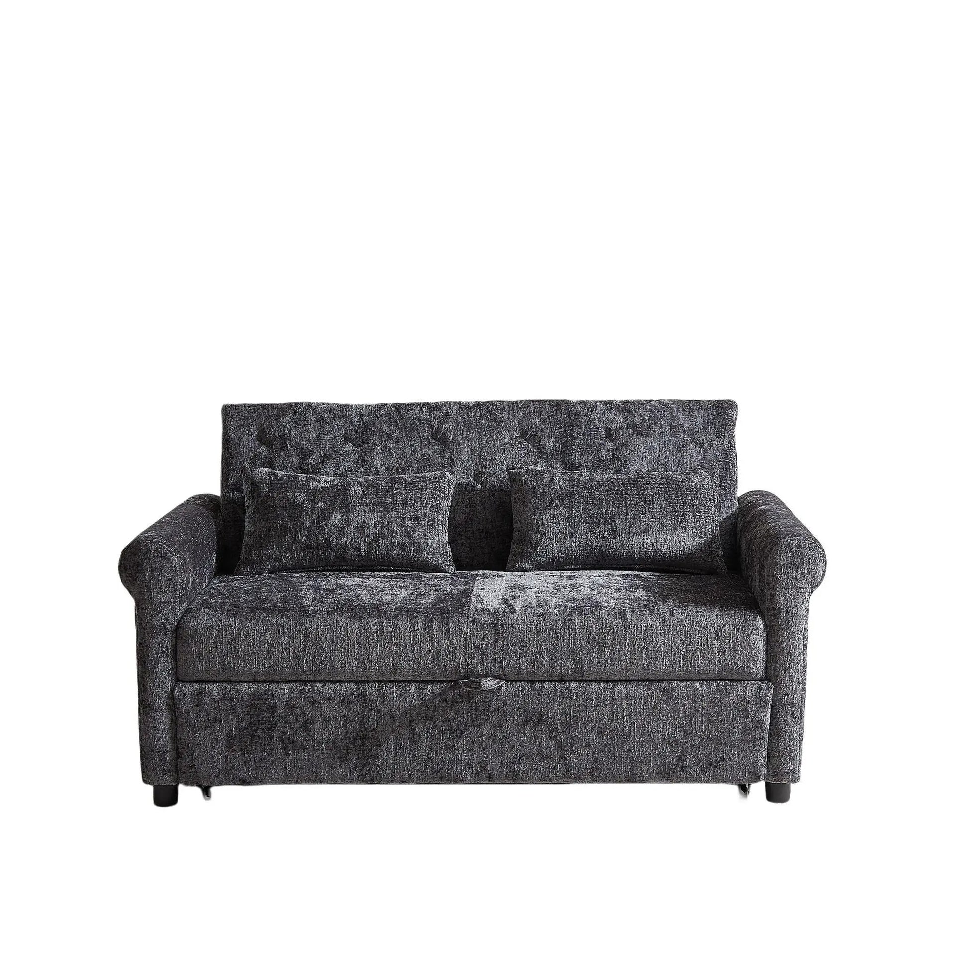 Loveseat sofa bed in dark charcoal textured fabric with 2 pillows by Unique Piece Furniture on Tampa Home & Garden Store