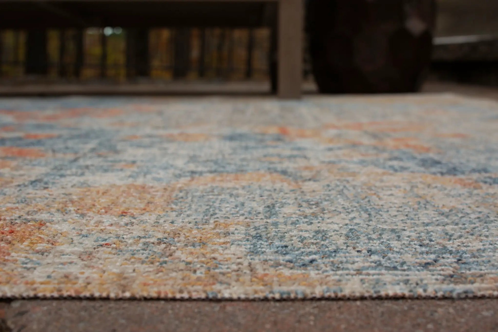 Wraylen rug indoor outdoor multicolor pattern in blue beige orange on Tampa Home & Garden Store