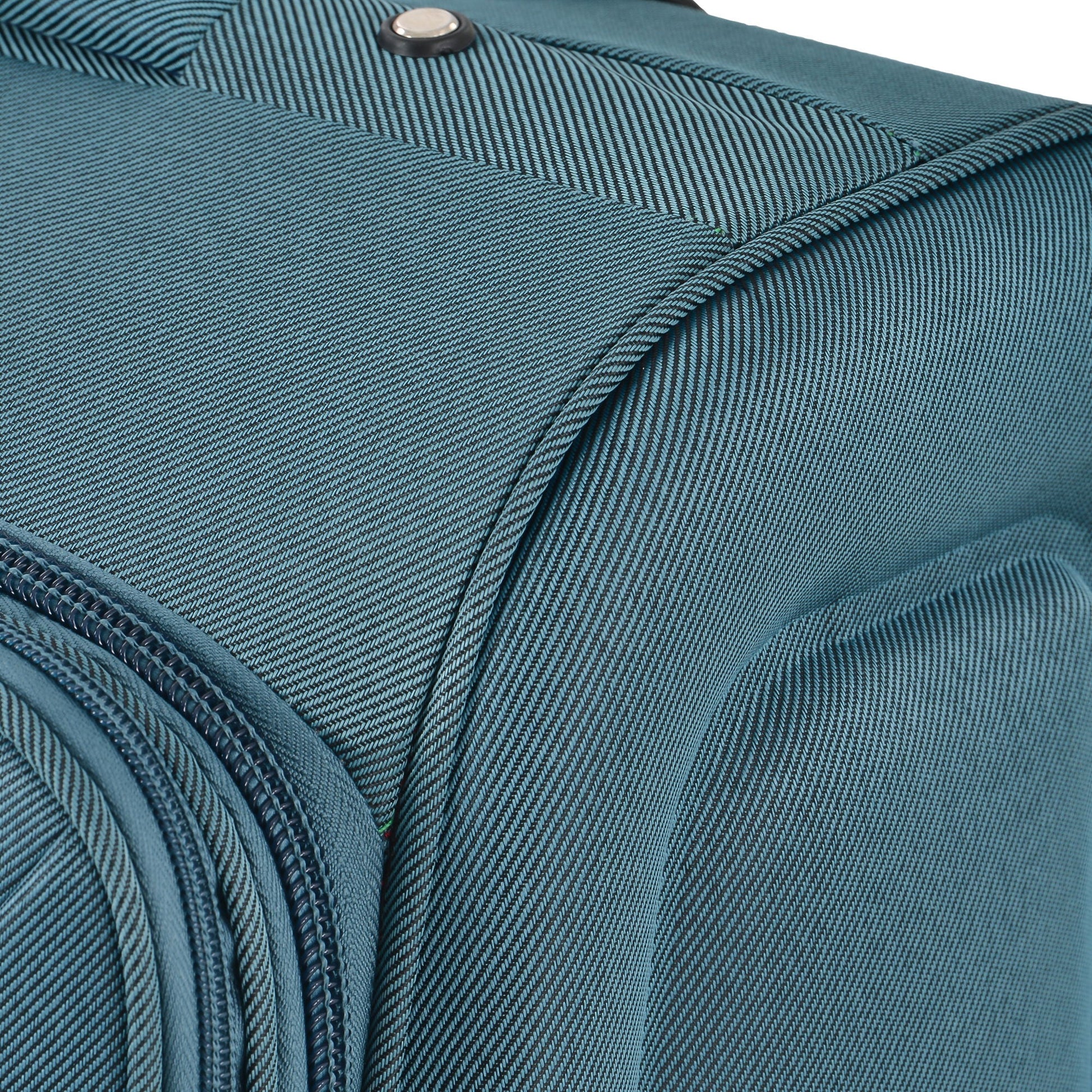 Softside luggage set by HouseOfZazla in teal denim-textured fabric, 3-piece expandable softshell on Tampa Home & Garden Store